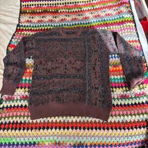 ALLSAINTS Sweater Men's Small Mottram Crewneck Brown Bandana wool Cashmere XS